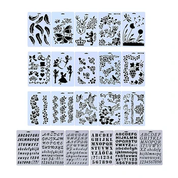 21 шт. Трафареты с буквами алфавита, Многоразовые Пластиковые шаблоны с цифрами для рисования по дереву, стеклу, холсту, ткани, стене, классной доске