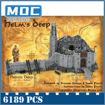Moc Helm's Deep UCS Scale Fortress of War Всемирно известный Средневековый замок Архитектура Строительные блоки Конструктор Детский подарок
