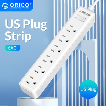ORICO US Plug Power Strip с переключателем защиты от перегрузки, Электрическая удлинительная розетка, Огнестойкая, 6 розеток переменного тока, шнур 1,5 м