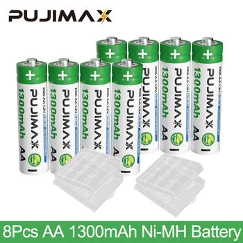 PUJIMAX 8шт 100% Оригинал 1.2V AA Аккумуляторная Батарея 1300mAh Ni-MH Аккумуляторы Для Камеры Фонарик Игрушка Калькулятор Будильник