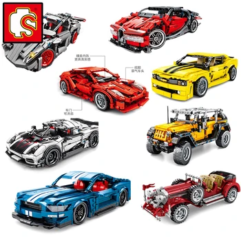 Sembo City Speed Champions Технические транспортные средства Super Racers Спортивные модели гоночных автомобилей, наборы строительных блоков, детские подарки для гонок