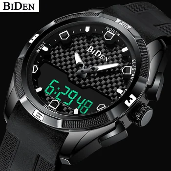 Мужские кварцевые цифровые часы BIDEN, спортивный военный хронограф, водонепроницаемые наручные часы Для мужчин, часы, подарки relogio masculino